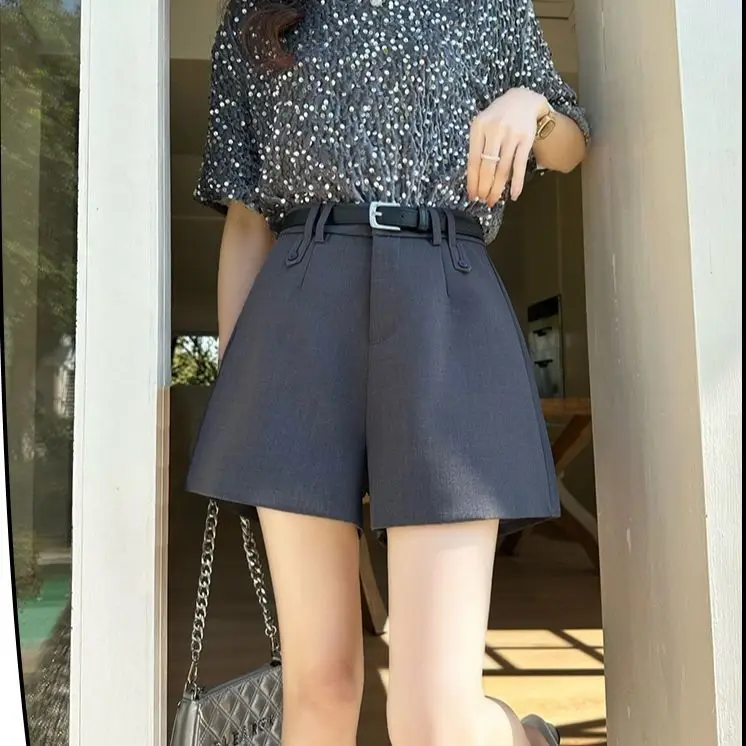 2025 New for Women Fashion Side Pockets Front Darts Bermuda Shorts Vintage High Waist Zipper Fly Female Short Pants Mujer Wh10