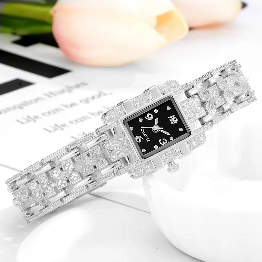 New Exquisite Women Watches Fashion Ladies Quartz Watch Luxury Sliver Metal Bracelet Wristwatch Modern Minimalist Watch