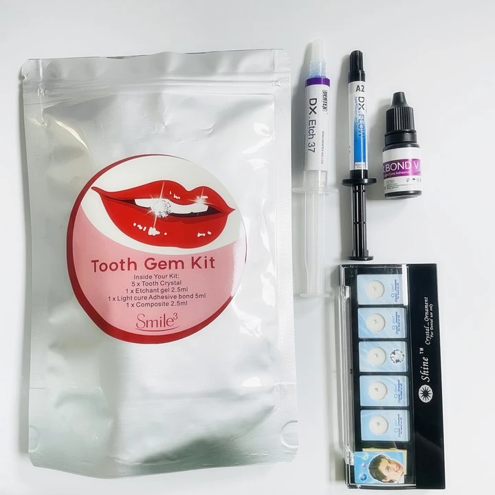 Professional Tooth Gem Material kit Total Light Cure Adhesive 37% Etchant Blue Gel composite kit