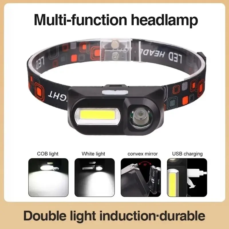 Outdoor Head Lamp Strong Light Cobled Multi Function Headlight USB Charging Head Mounted Flashlight Outdoor Night Fishing