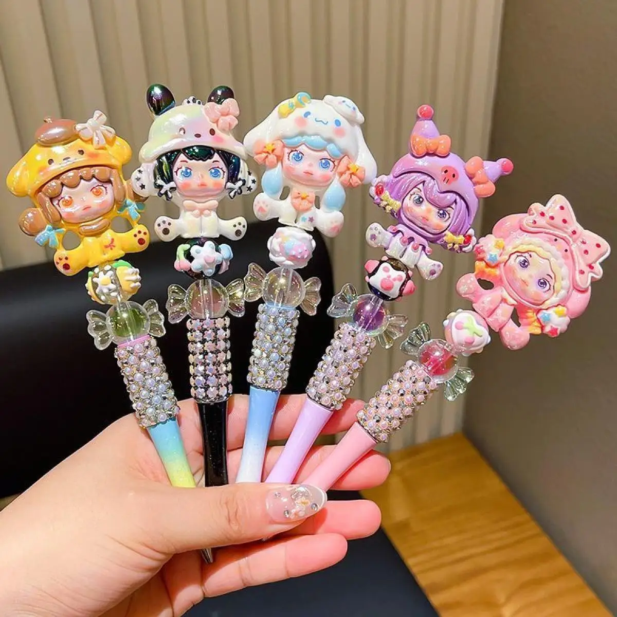 

Sanrio Kuromi Doll Kawaii Princess Stylus Girl Exam Special Cartoon Creative Rhinestone Children Stationery Student School Gift