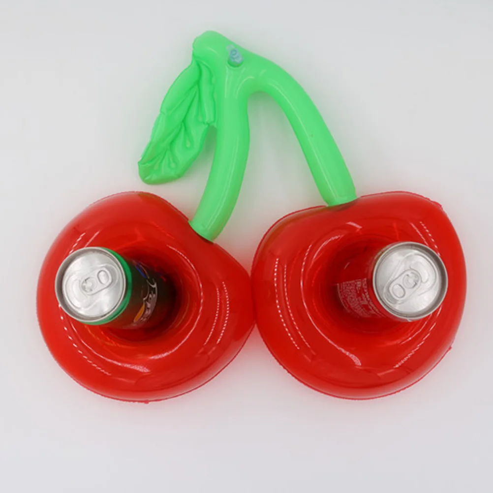 

2pcs Double Mouth Cherry Inflatable Floating Drink Holder Red Pool Party Supplies Premium PVC Material
