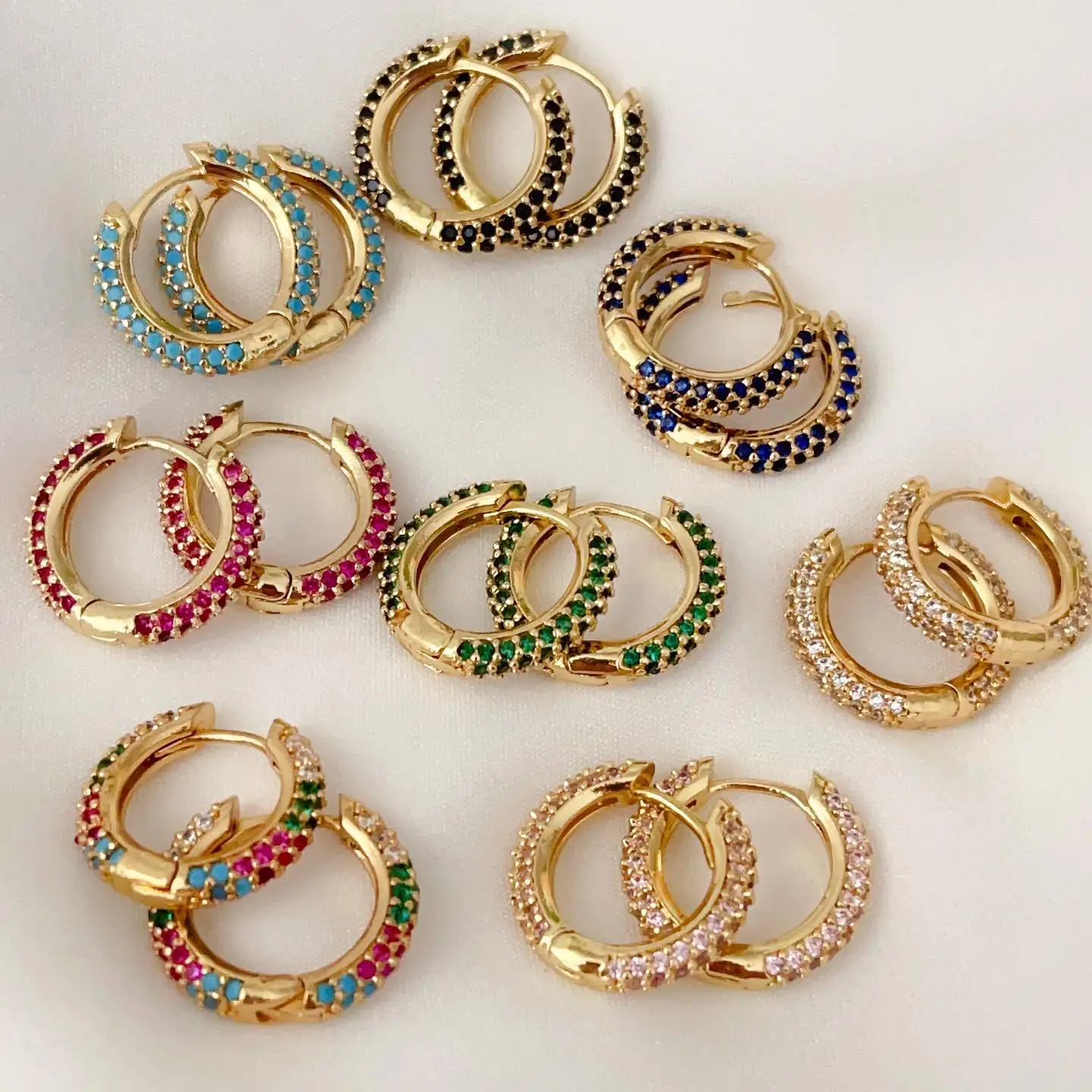 Bens Colorful Small Crystal Hoop Earrings For Women Gold small huggies Earrings Christmas Birthday Gift Jewelry Wholesale