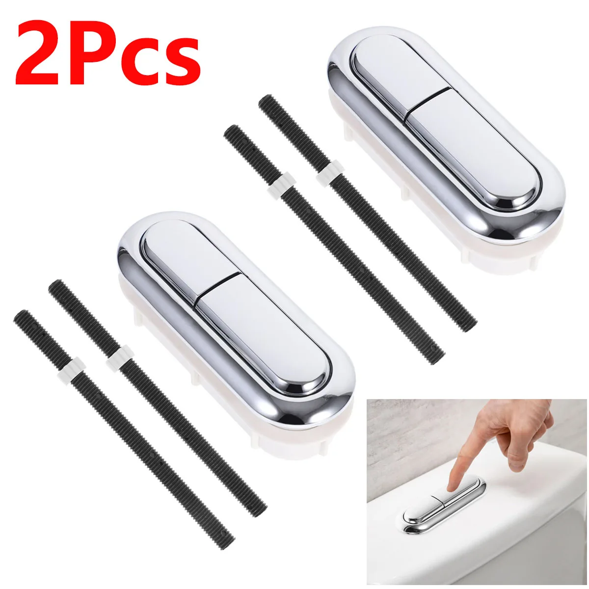 

2Pcs Dual Flush Toilet Button Oval Seat Toilet Flush Push Button Toilet WC Water Tank Accessory Switch Presser Water Button DIY