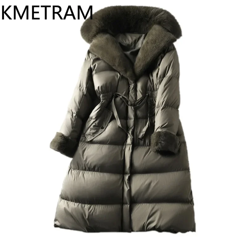 KMETRAM Gänsedaunenjacken, Fuchs mit Nerzpelzkragen, Daunenmantel, elegante Pufferjacke, Winterkleidung für Damen, 2024, Jaхок Ж Diego