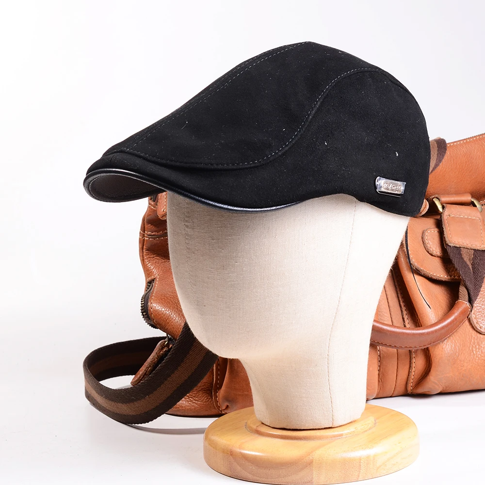 Neue Herren echtes Wildleder verstellbare Schirmmütze lässig dünnes Futter Baskenmütze Jazz Caps Newsboy Caps Casque tte