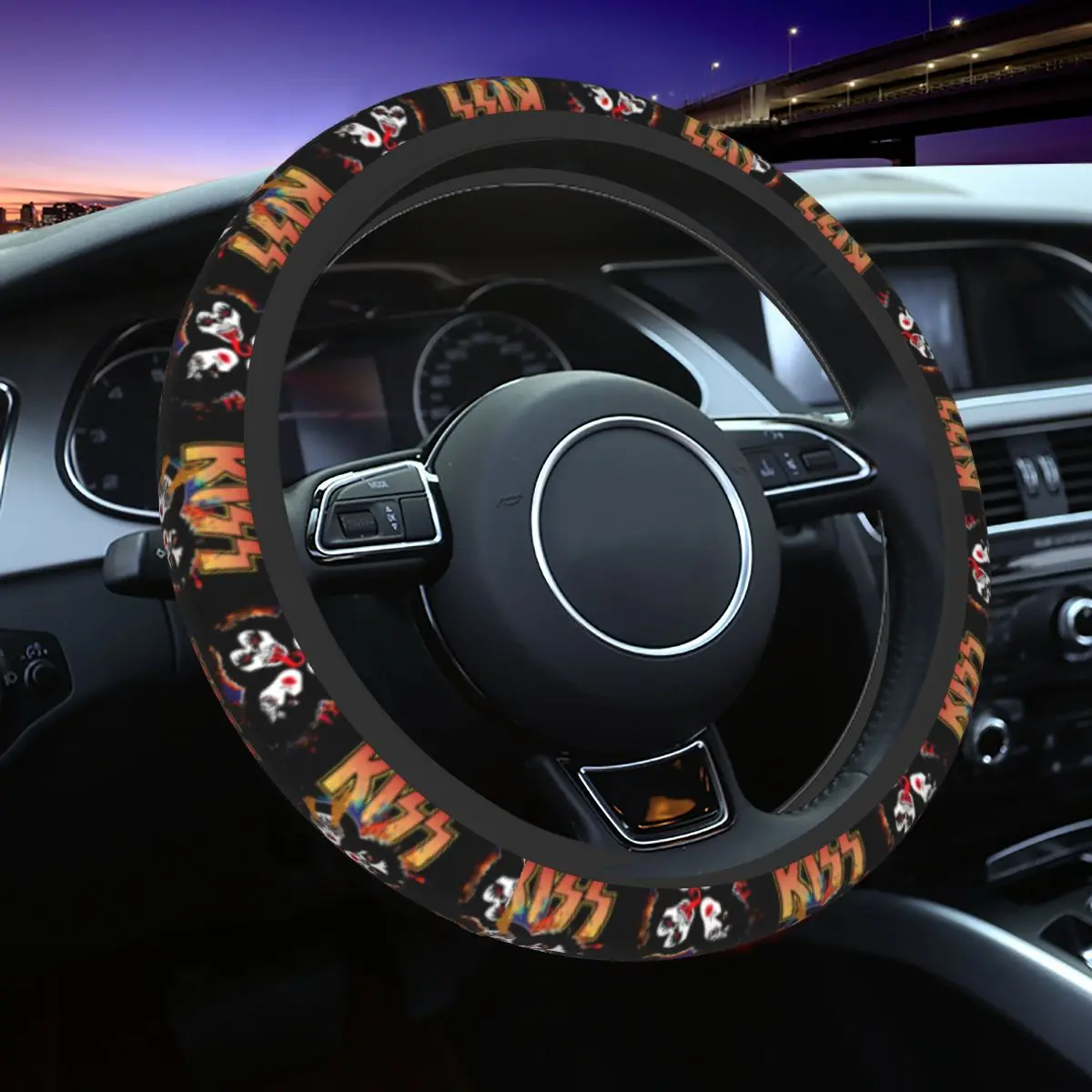 Rock Catman Demon Kiss Band Car Steering Wheel Cover  Rock And Roll Universal Car-styling Fashion Steering-Wheel Accessories