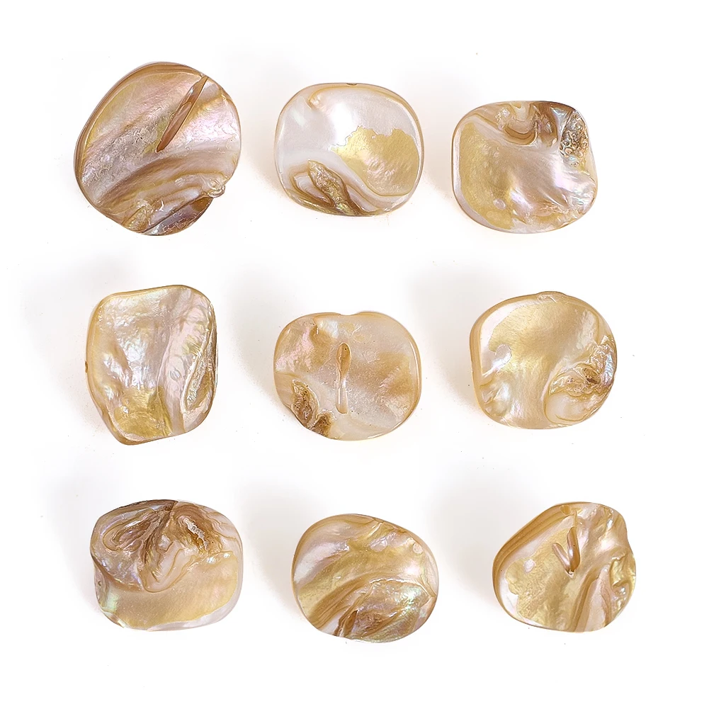 10pcs Irregular Shell Shank Buttons Natural Mother of Pearl Sewing Button DIY Needlework Clothes Decor Scarpbooking Embelishment view 4