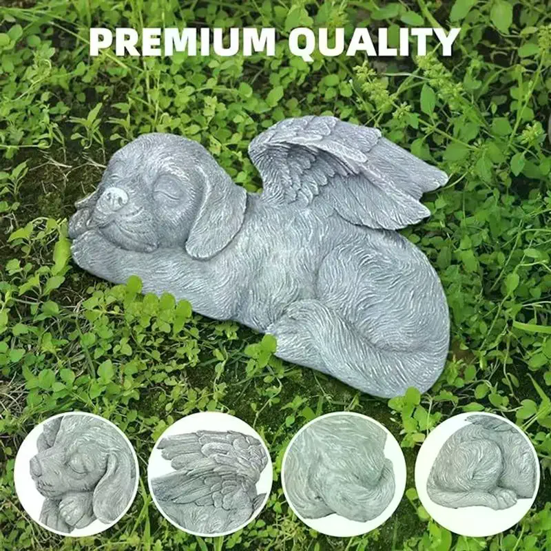 Resin Angel Dog Cat Statue Garden Decor Puppy Tombstone Sculpture Ornaments Gifts For Yard Home Decoration Living Room Supplies