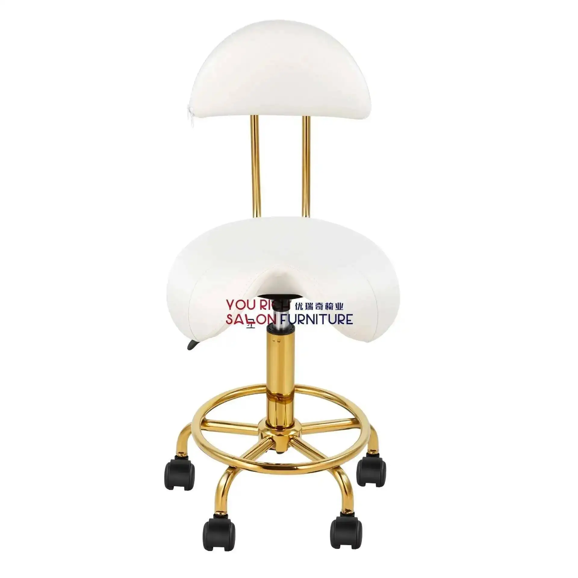 

Saddle New Golden Barber Chair Stool Youruiqi Technician Chair Beauty Salon Stool Barber Shop Chair Rotatable hair salon chair