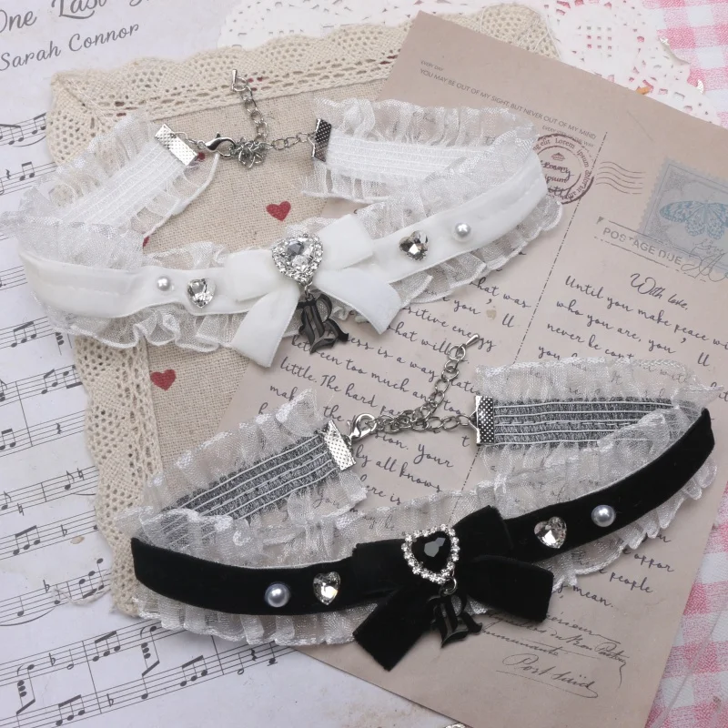 

Бусины ручной работы, массовый тип производства, милые и милые, с грибком, бархатный бант, любовь, стразы, подвеска в виде буквы, воротник для женщин