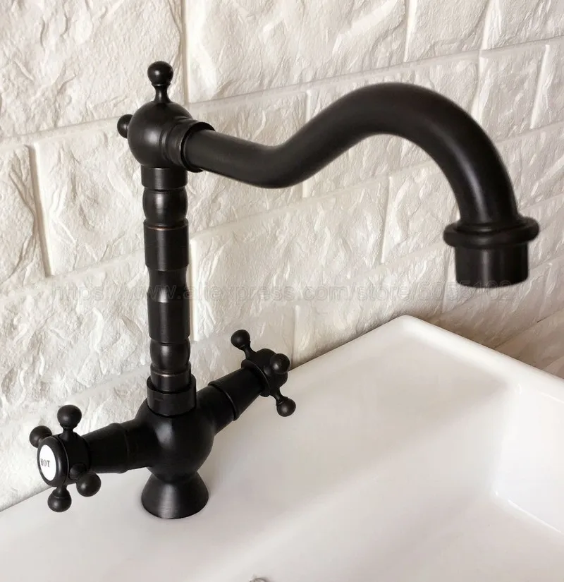 

Basin Faucets Oil Rubbed Bronze Bathroom Sink Faucet 360 Degree Swivel Spout Double Cross Handle Vanity Sink Mixer Tap znf361