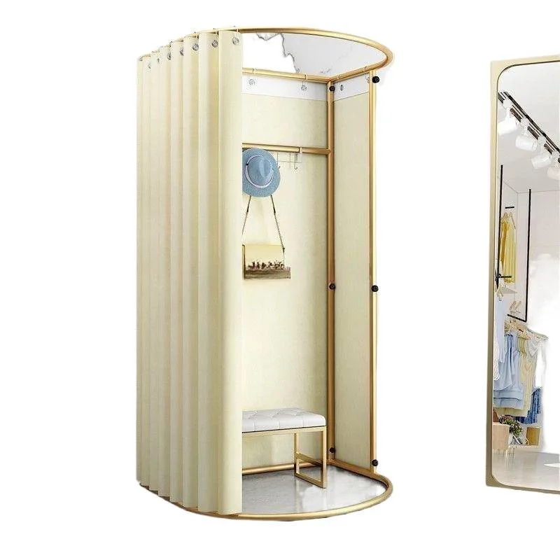 Shopping mall mobile fitting room clothing store floor-to-ceiling portable foldable simple dressing room temporary display rack