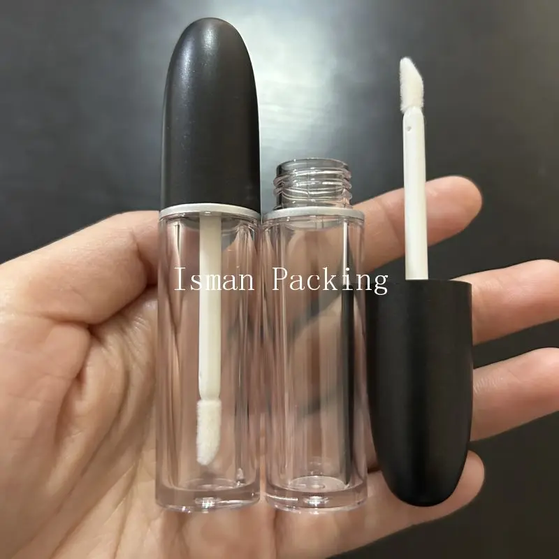 50Pcs Black Bullet Lipgloss Packaging Tubes Refillable Lip Gloss Empty Tubes Concealer Bottle With Brush 5ml