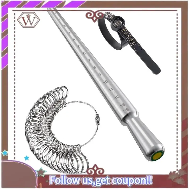 

(New)-Ring Sizer Measuring Tool Set Kit With Magnifying Glass, Integrated Conical Solid Ring Mandrel Sizer Tools Set For Ring Re