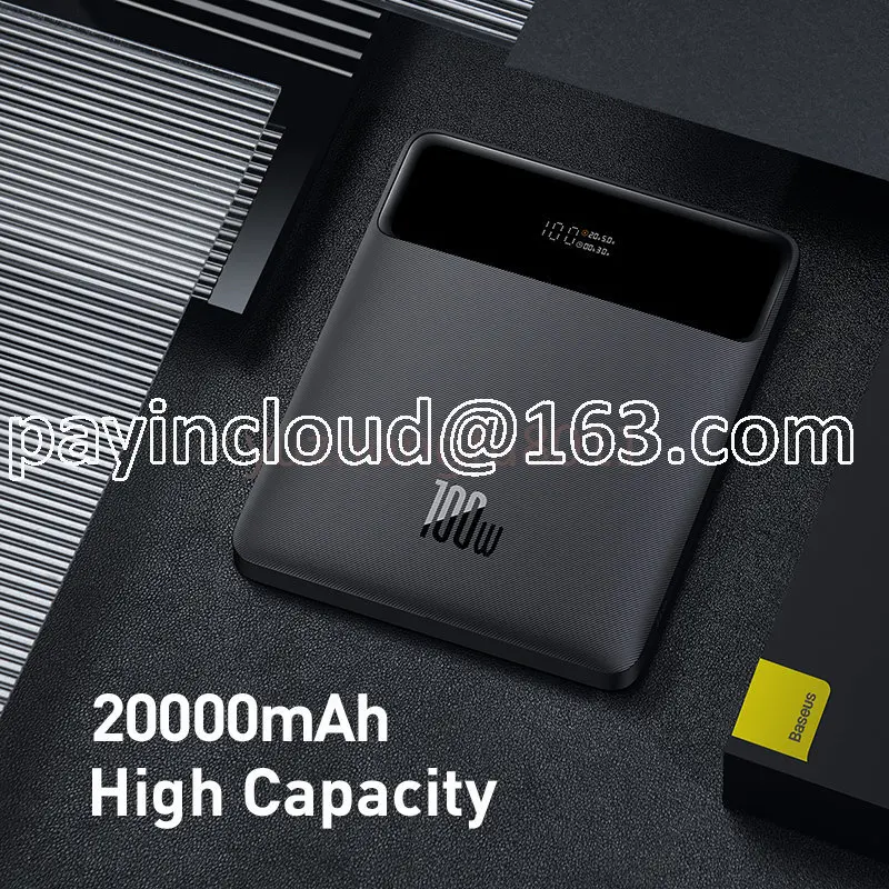 BASEUS 20000mAh 100W Blade High Power Digital Display Quick Charge Mobile  Supply  Capacity Portable  Bank