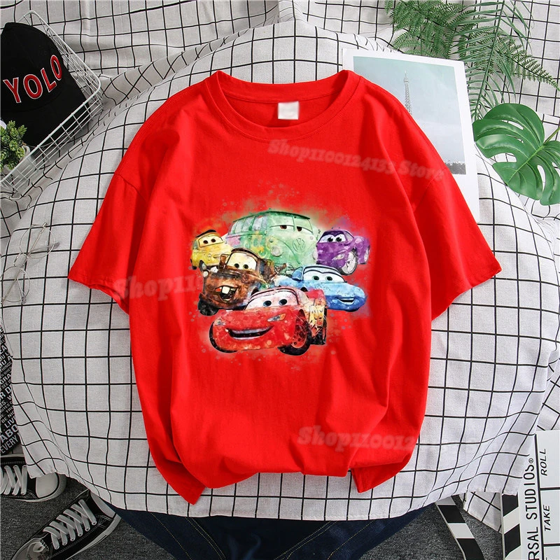 Herren-T-Shirt aus Baumwolle, niedliches Auto-Motiv, Anime, Damen, Y2K-T-Shirt, kurzärmelig, Sommer, Kawaii, Partykleidung, Oberteil – Detail 3