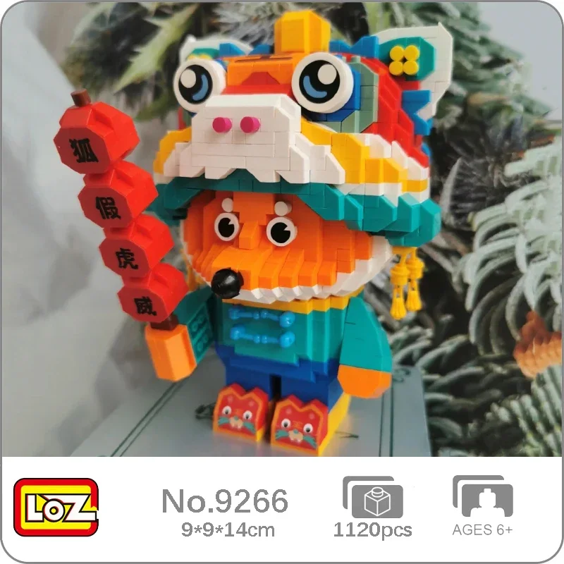 LOZ 9266 Animal World Spring Festival Fox Tiger Hat Shoes Candy DIY Mini Diamond Blocks Bricks Building Toy For Children No Box