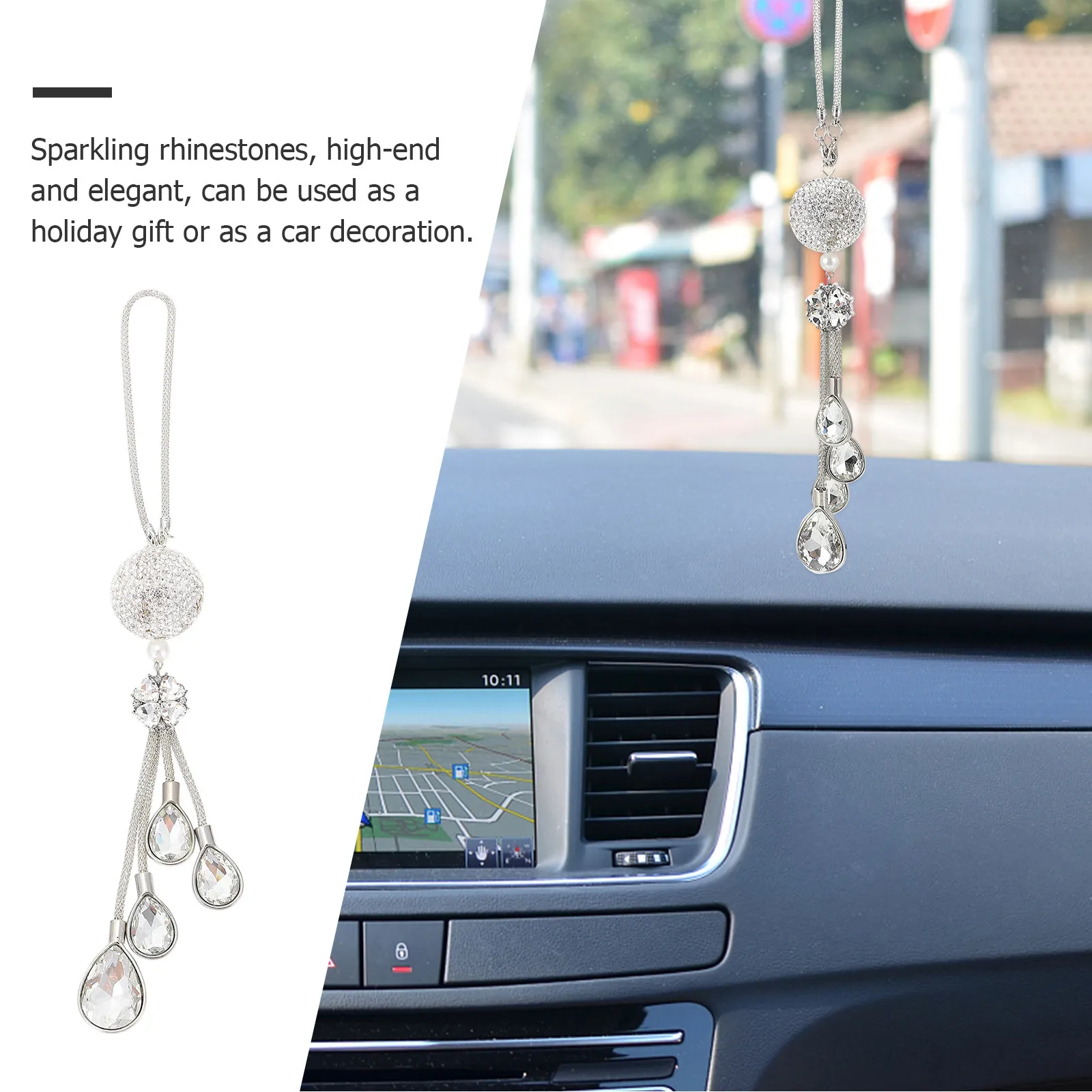 1Pcs Car Rearview Mirror Pendant Unique Rhinestone Hanging Ornament Car Decor Elegant Interior Gift Rearview Mirror Pendant