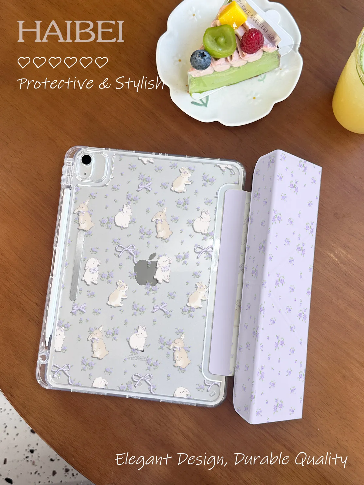 Violet Garden Case iPad, Clear Acrylic Leather Cover, 3+Y Fold Stand with Pencil Holder, Fits Air 10.9/11