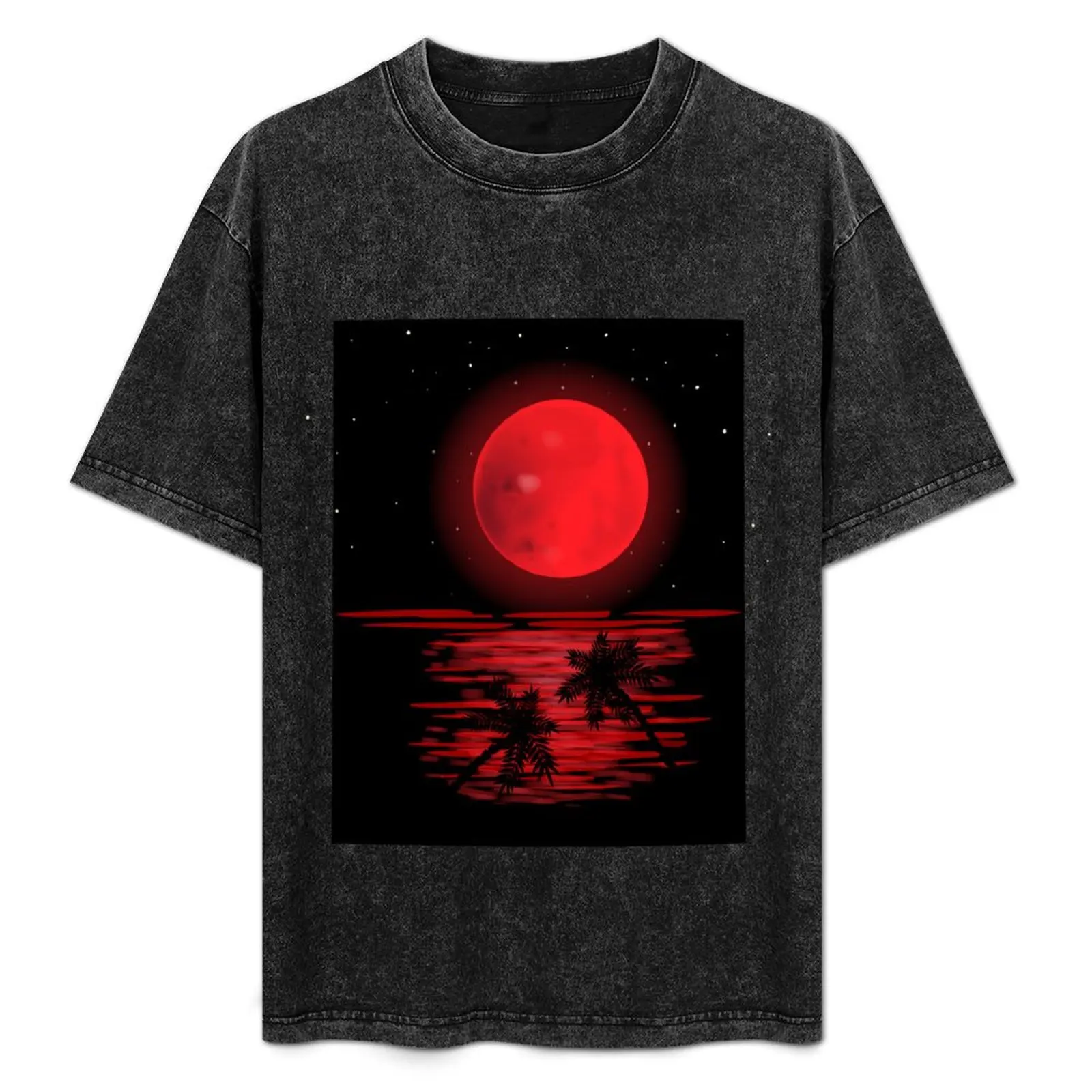 

Blood moon lunar eclipse in night sky . beach night red moon T-Shirt sublime oversized t shirt mens funny t shirts