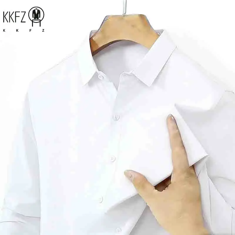 2026 New Men's Breathable Navy Blue Long Sleeve Shirt Spring & Autumn Casual Button Up Top for Daily Commute