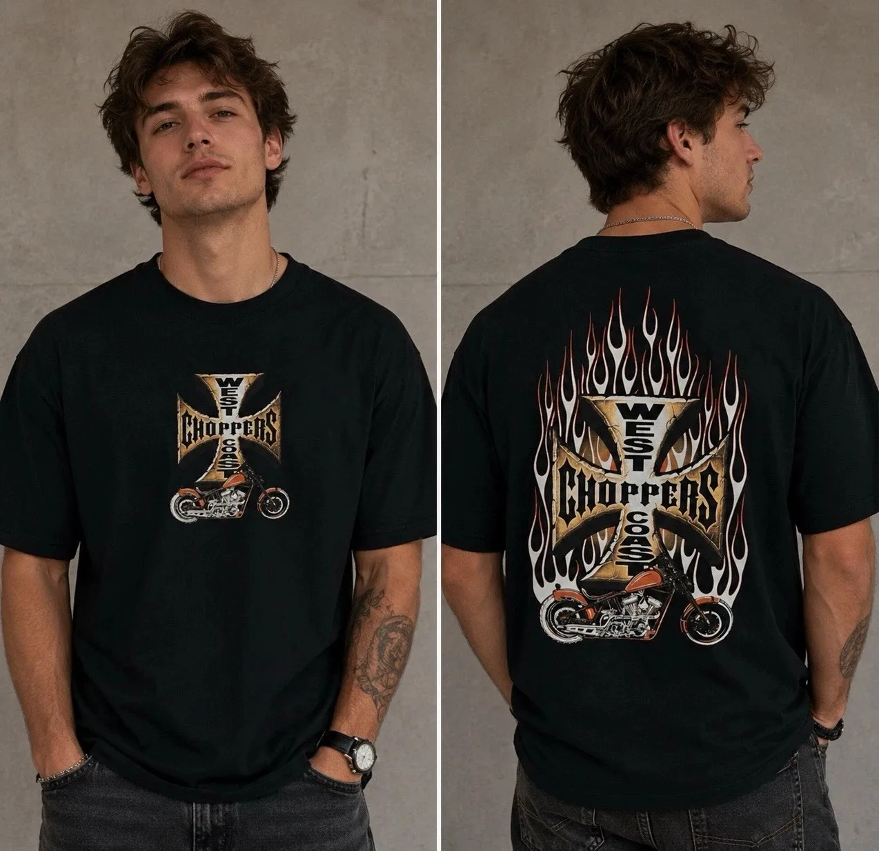 West Coast Choppers Herren T-Shirt Kurzarm Grafikdruck Hochwertiger Luxus Unisex-Stil für Männer und Frauen – Detail 2