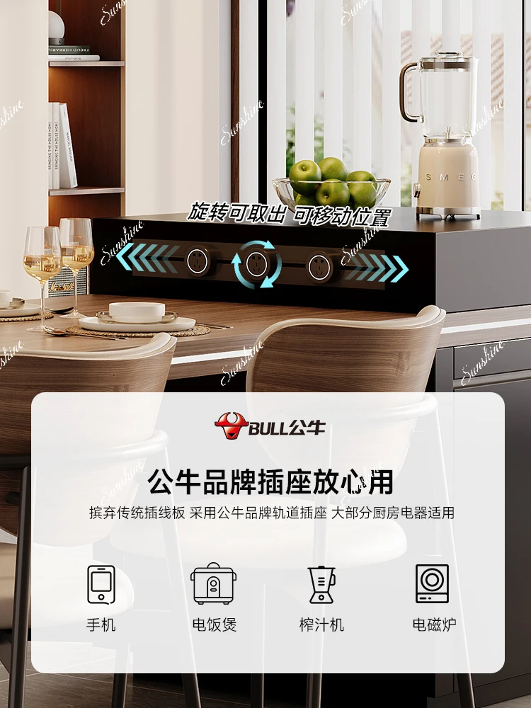 Suspended slate island dining table integrated kitchen light luxury modern home multi-functional guide table
