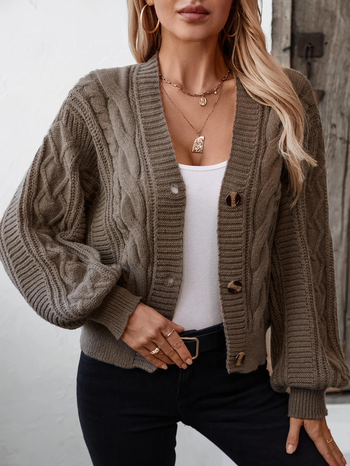 Womens Cardigan 2024 Fall Casual Long Sleeve Lightweight Cardigans Button Open Front Ribbed Knit Sweater Tops