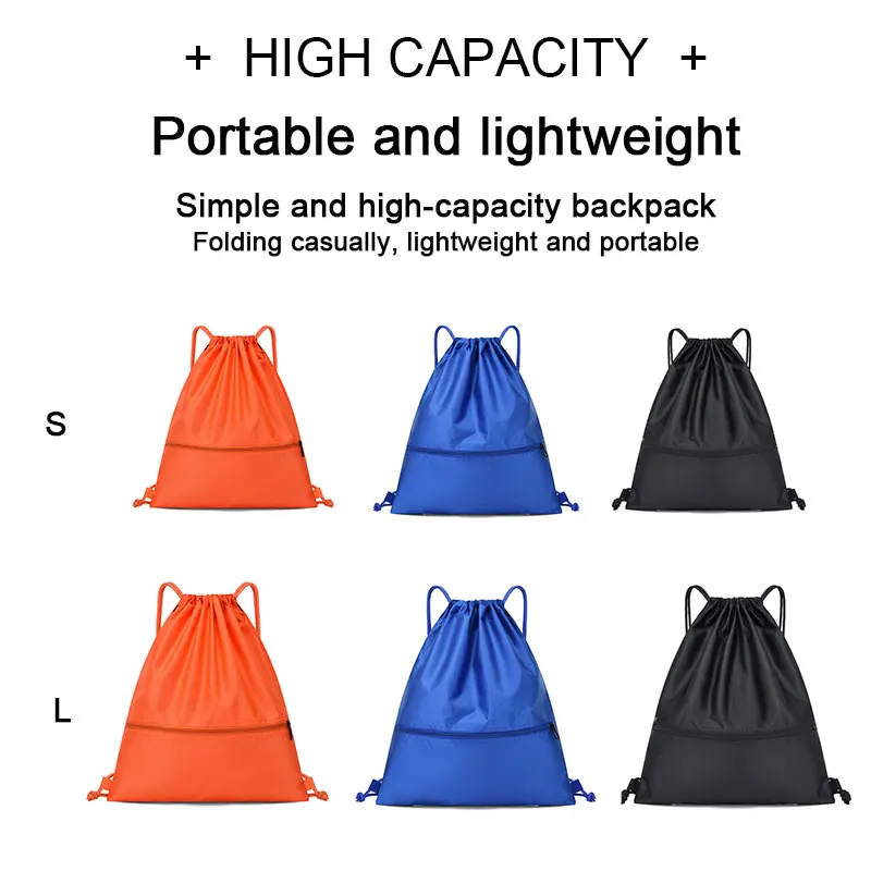 Large Capacity Drawstring Bag Shoulder Bag Waterproof Drawstring Backpack Sports Training Bag