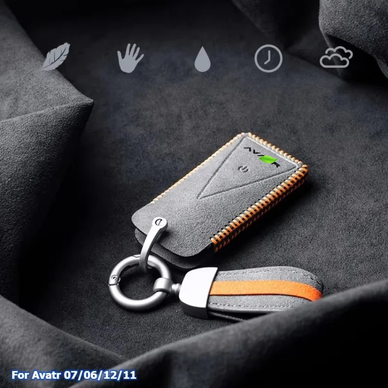 For Avatr 07 06 12 11 2025 2026 Car Key Case Bag Suede Leather Remote Control Modification Key Protector Shell Cover Accessories