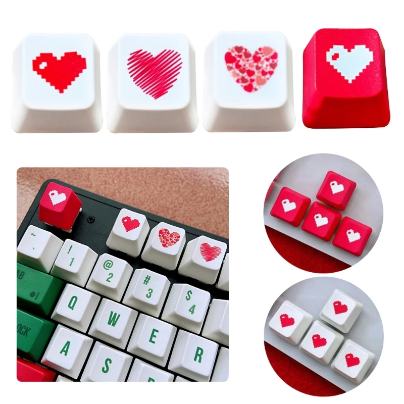 Игровая клавиатура Keycap PBT OEM, инструкции, колпачки для механической клавиатуры, запасные части, колпачки для клавиш в форме сердца