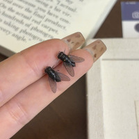 Funny Tiny Black Fly Stud Earrings Men and Women Spoof Personalized Insect Earrings Fashion Jewelry Gifts