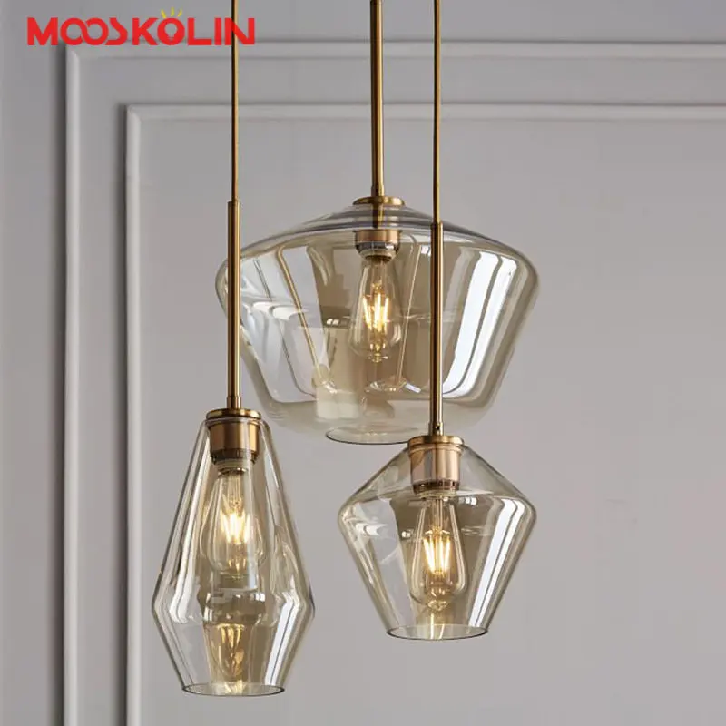 

Nordic Glass LED Chandelier Modern Kitchen Chandelier Bar Industrial Light Bedside Dining Room Living Room Light Home Decoration