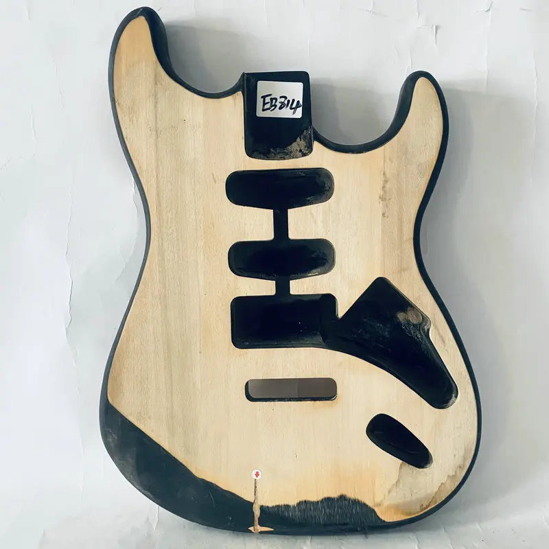 EB814  ST Model Electric Guitar Body Tremolo Bridges Solid Basswood Unfinished with Wood Damages for DIY