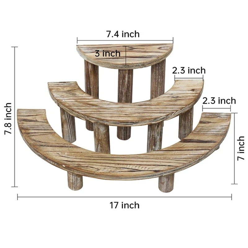 3-Layer Wooden Cupcake Rack Layered Cupcake Display Rack Semi-Circular Dessert Cake Rack image 6
