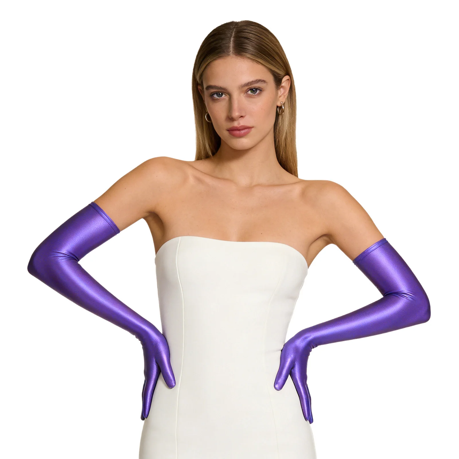 

Womens Rock Jazz Dance Accessories Long Nylon Gloves High Stretchy Retro Extra Long Gloves for Cosplay Music Festival Party Club