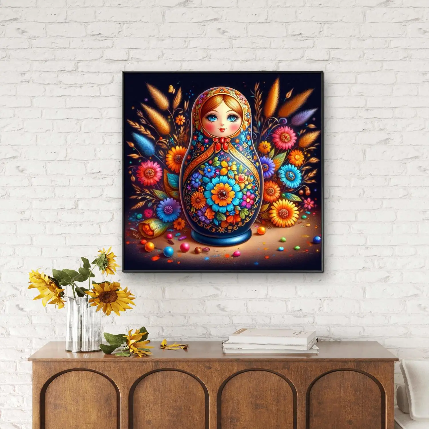Cartoon Matryoshka Doll 5D Diy Diamond Painting Retro Painted Diamond Embroidery Living Room Home Wall Decor