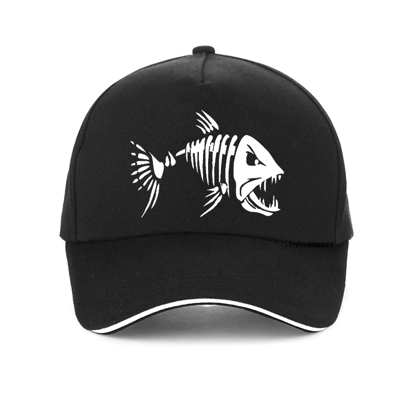 Men Outdoor Fishing Cap Fishing Hat Baseball Golf Hunting Cap with Cartoon Fish Bones snapback hat