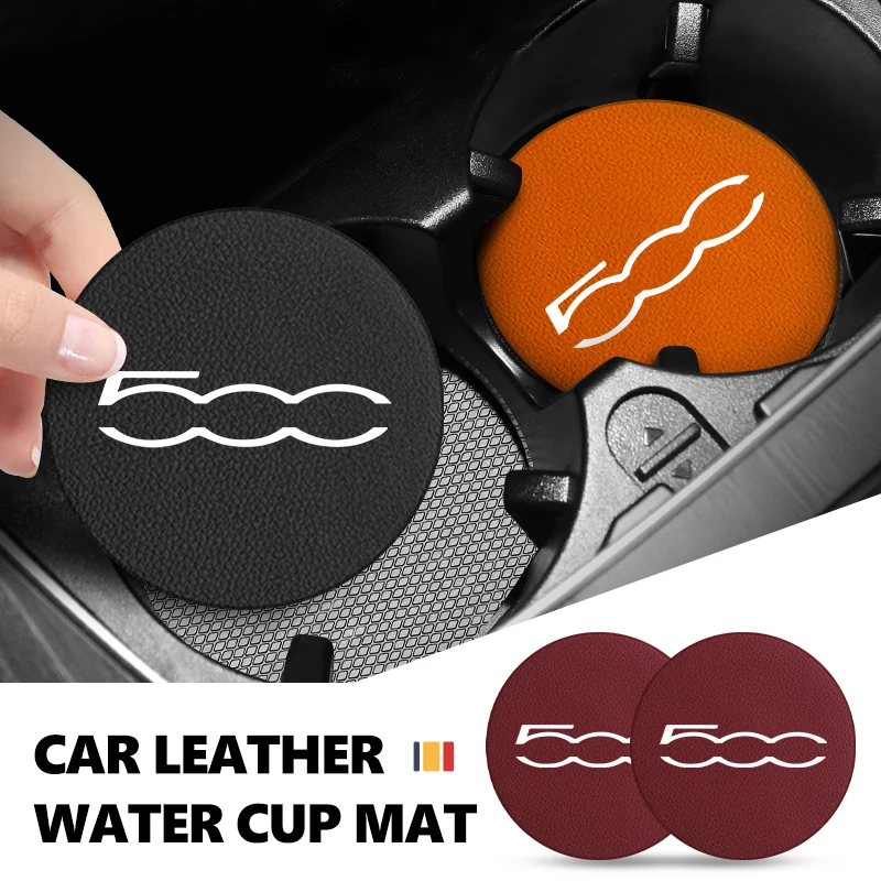 For Fiat Abarth 595 695 500 Panda Grande Punto Doblo 2Pcs Shock Dampening Suede Drink Cup Holder Coaster Non Slip Pad
