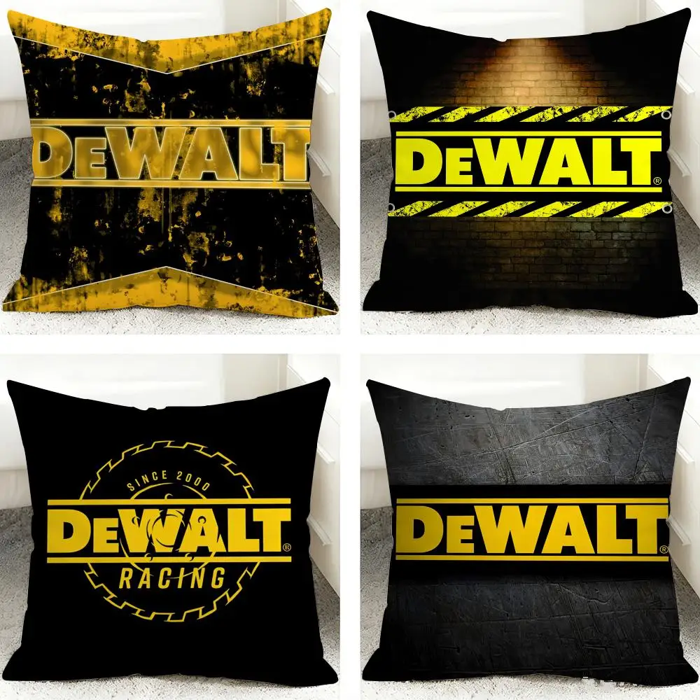 Fashion D-Dewalts Logo Cushion Cover 40x40cm Square Decorative Sofa Cushion Cover Bedroom Living Room Home Decor Gift