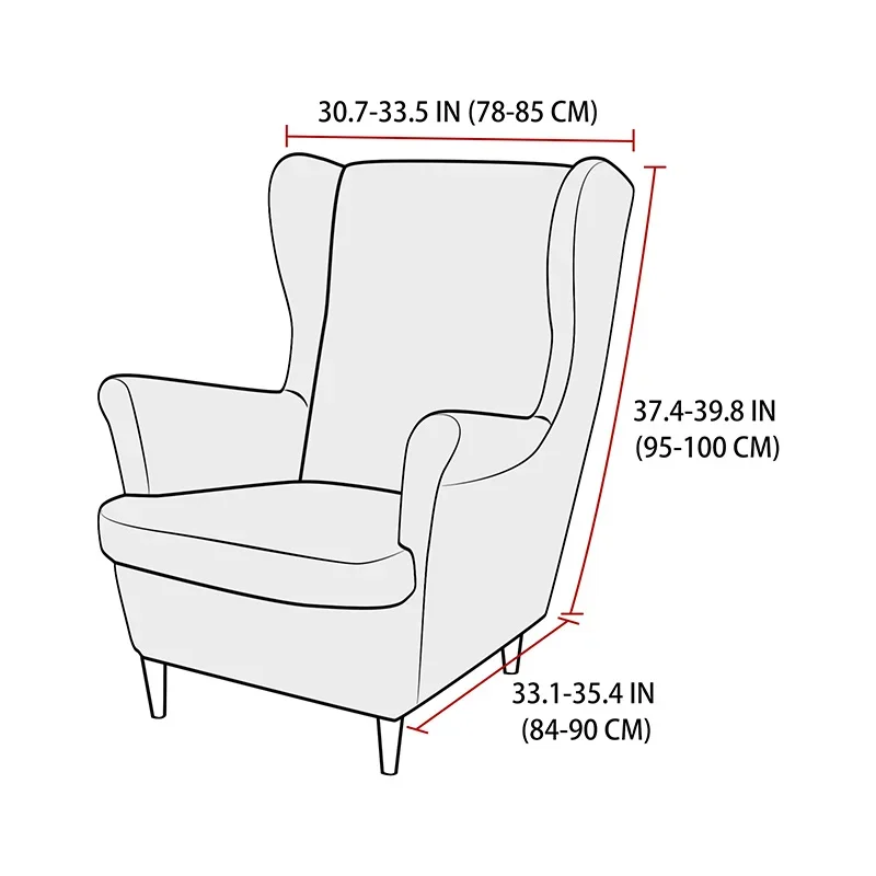 Elastic Wing Chair Cover Stretch All-inclusive Armchair Slipcover Single Sofa Protector Case with Seat Cushion Covers Home Decor