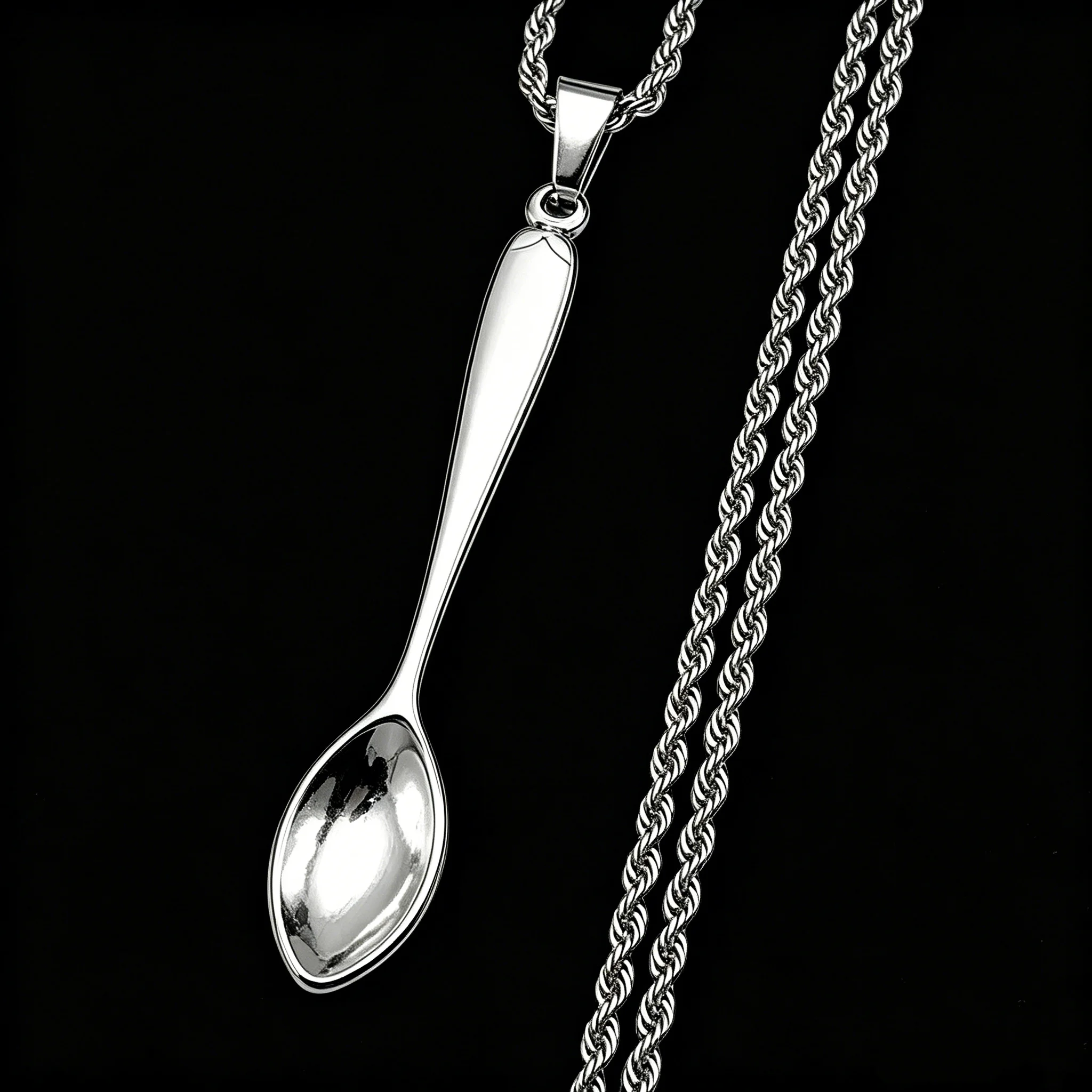 Fork Spoon Pendant Necklace For Women Men Stainless Steel Gothic Minimalist Daily Wear Accessories Y2K Chain Jewelry