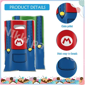 Mario Bros Túi quà nhựa, hộp kẹo, đồ dùng tiệc, trang trí sinh nhật, tắm em bé, trang trí cho bé gái, 10 % 10 Túi bán hàng chính Super Mario - №8