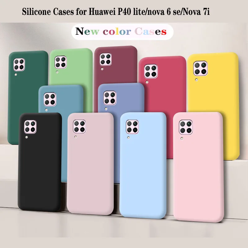 Para Huawei P40 lite Funda Nova 6 SE Funda trasera de silicona suave para Huawei P40 lite Funda de teléfono Nova 7i Nova 6 SE Coque Funda Shell