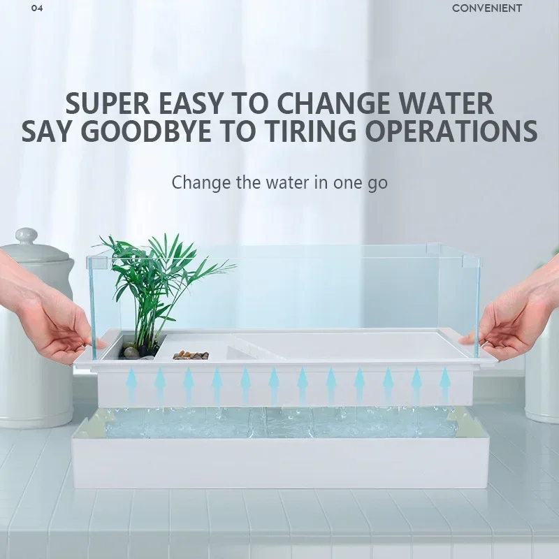 Transparent High-Quality Glass Large Turtle Ecological Tank with Climbing Platform Turtles Reptile Habitat Fish Tanks Aquariums