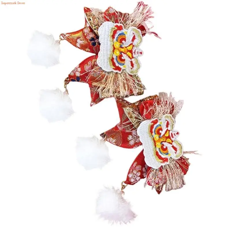 Q5WE Chinese Dragon Year Hair Clip for Girl Festival Hanfu Costume Hair Pin PonytailHolder Spring Festival Hair Accessories