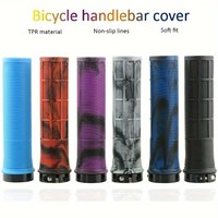 TPR Bicycle Grips Integrated Bicycle Handlebar Grips Aluminum Alloy Lock on Bicycle Handles Non-slip MTB Cuffs Bike Part