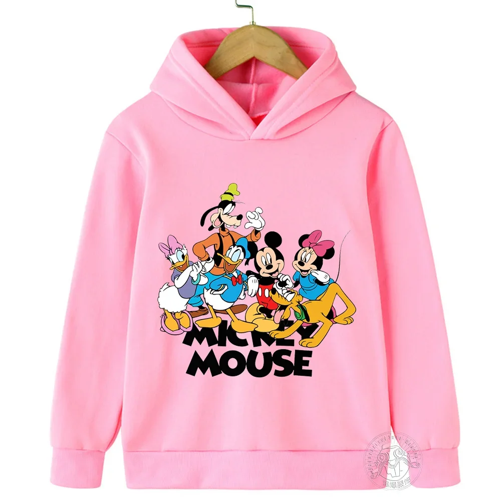 2024 New Sweatshirt Cartoon Print Donald Duck Mickey Fashion Everyday Kids Hoodie Spring Fall Kids Sportswear Boys Girls Hoodies