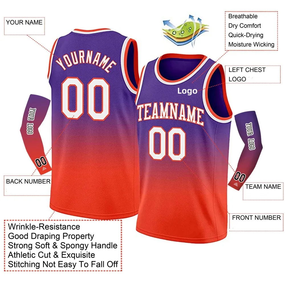 Custom Men Youth Basketball Jerseys Gradient Color Breathable  Sleeveless T-shirts Team Uniforms Personalized Name Number Logo